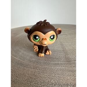 Littlest Pet Shop LPS Chimpanzee #223 Dark Brown Green Eyes 2006